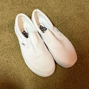 Vans Classic White Canvas Slip-Ons
